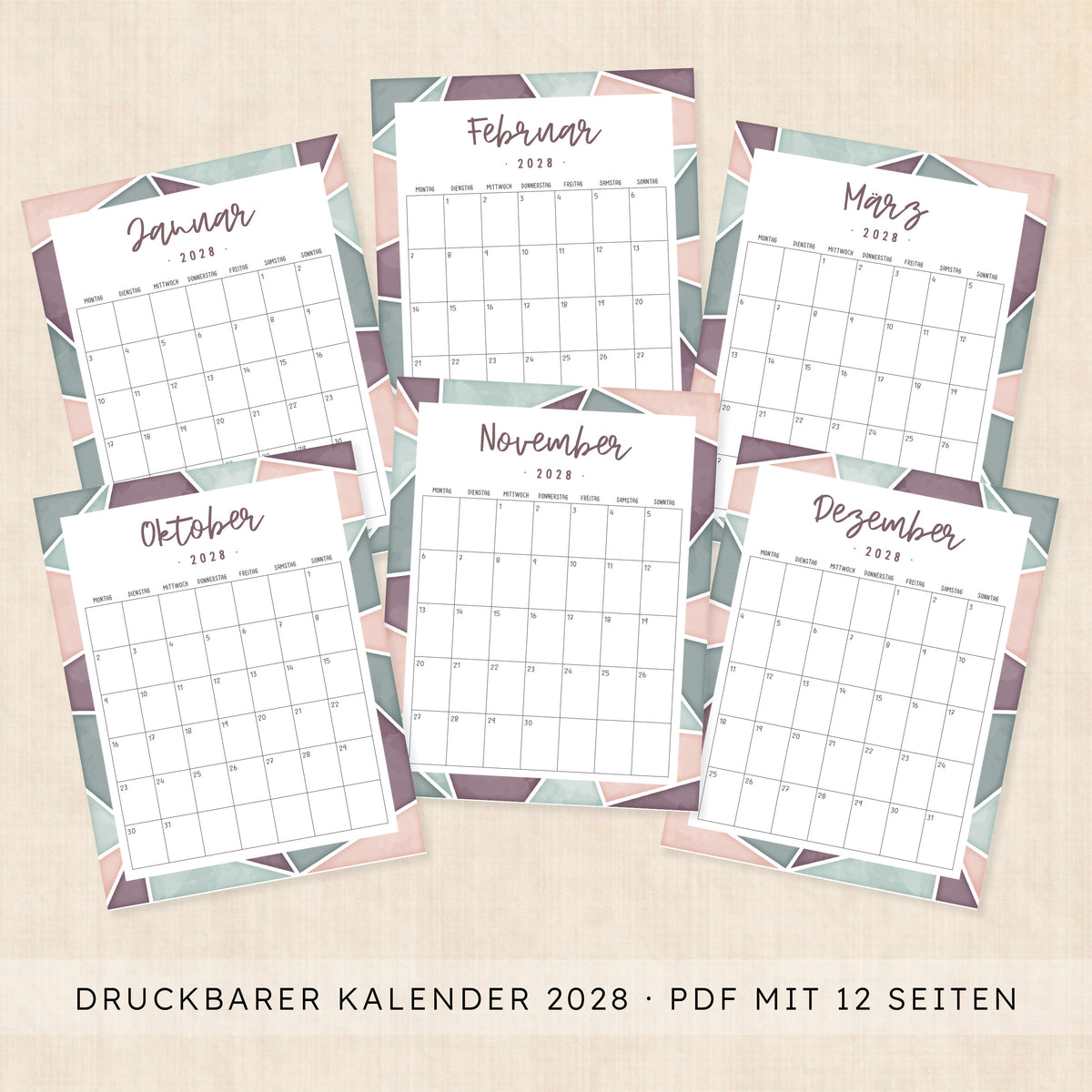 Kalender 2028 zum Ausdrucken