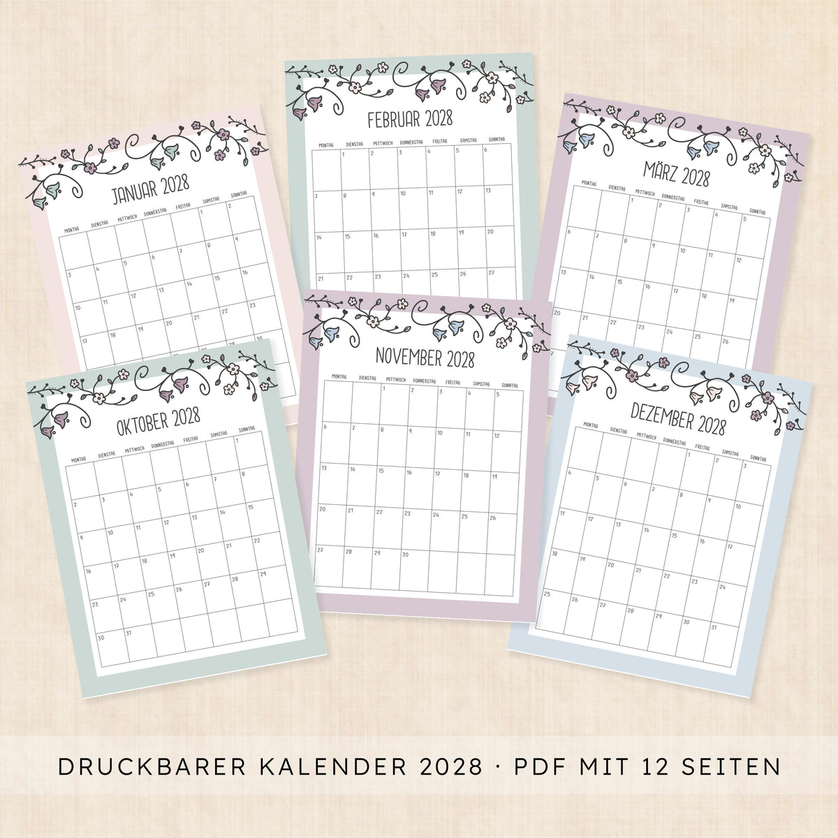 Kalender 2028 zum Ausdrucken