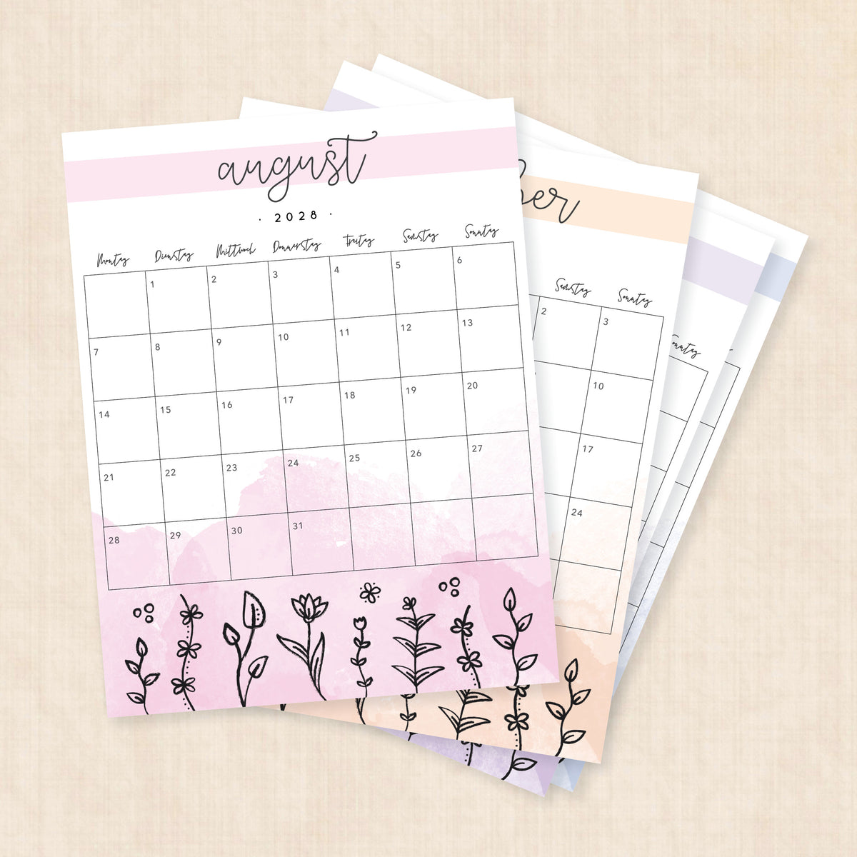 Kalender 2028 zum Ausdrucken