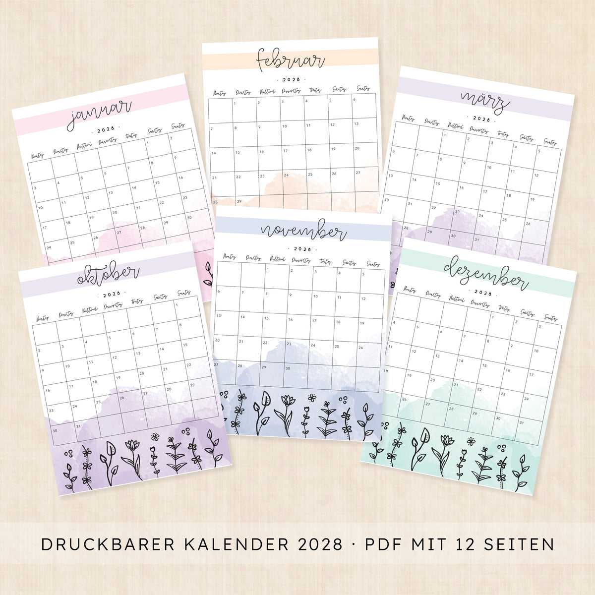 Kalender 2028 zum Ausdrucken