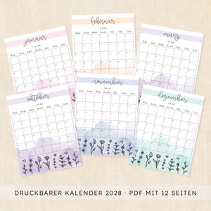 Kalender 2028 zum Ausdrucken