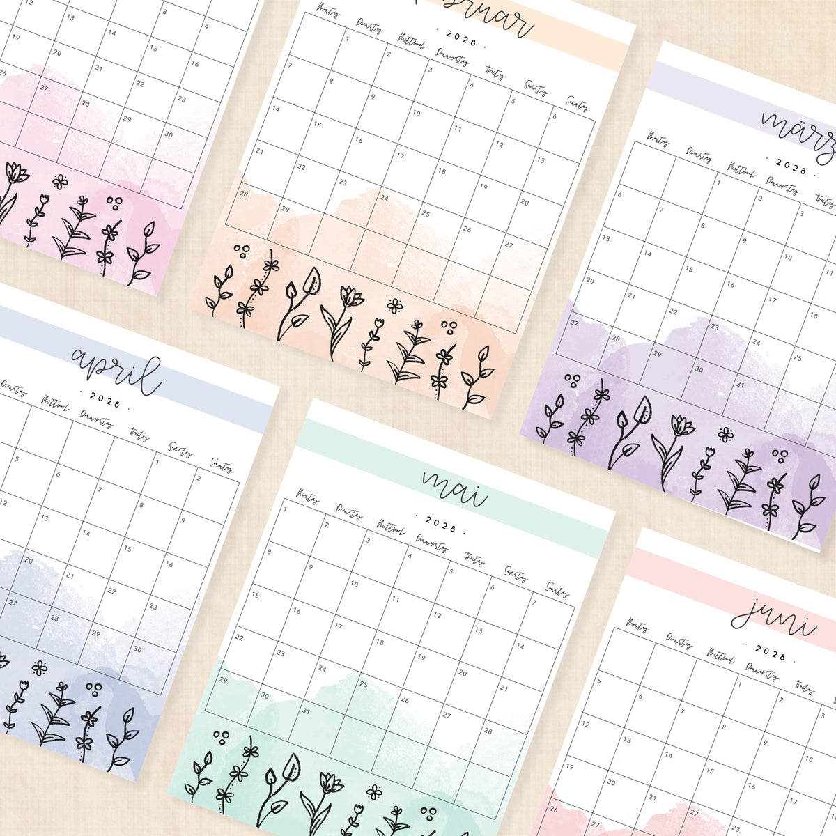 Kalender 2028 zum Ausdrucken
