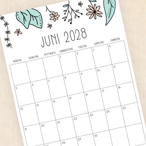 Kalender 2028 zum Ausdrucken