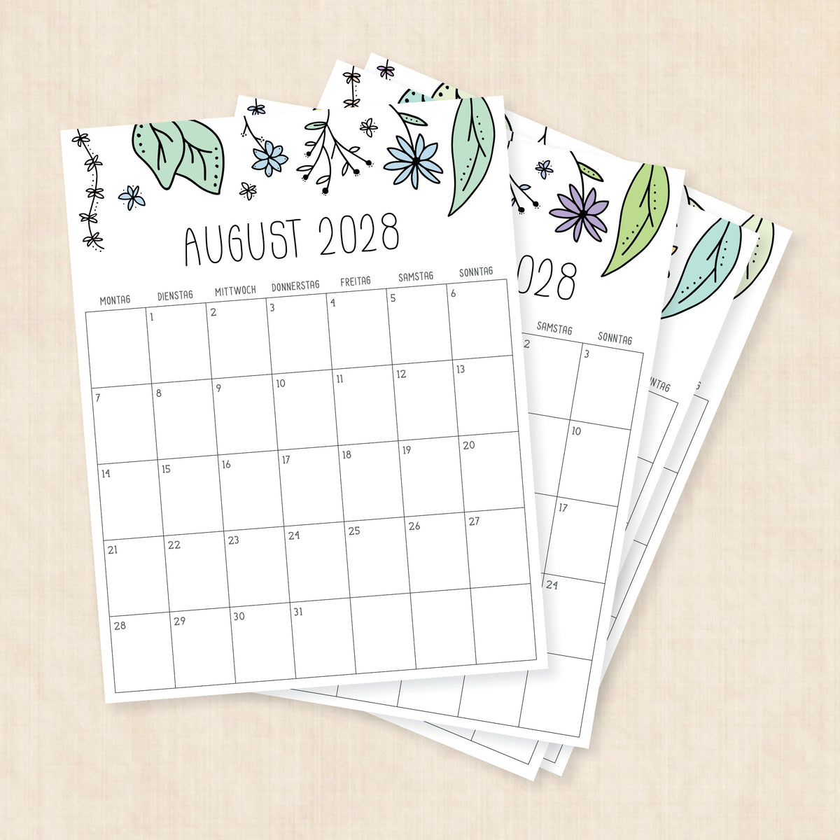 Kalender 2028 zum Ausdrucken