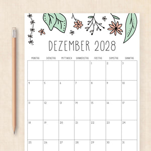 Kalender 2028 zum Ausdrucken
