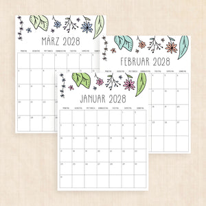Kalender 2028 zum Ausdrucken