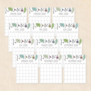 Kalender 2028 zum Ausdrucken
