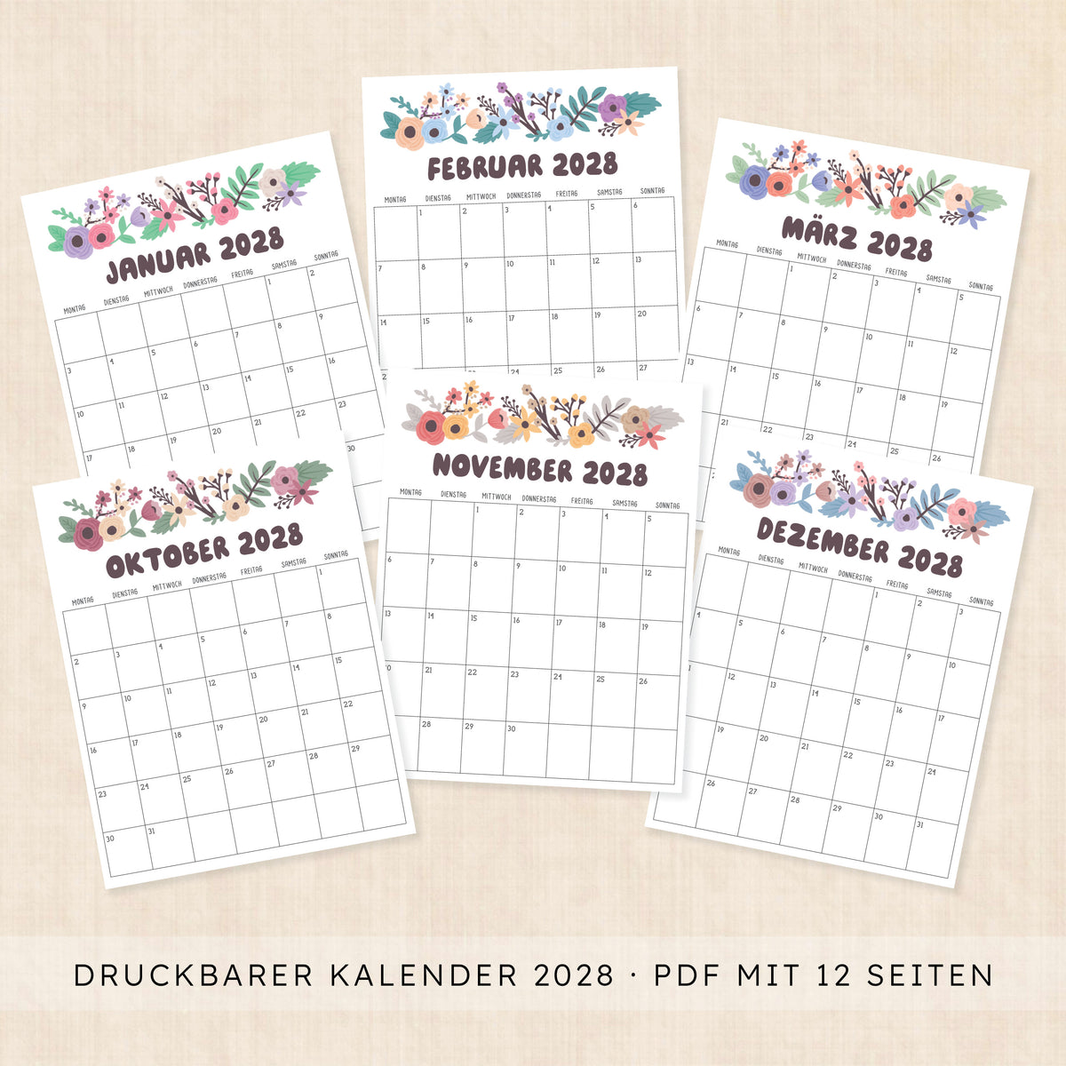Kalender 2028 zum Ausdrucken