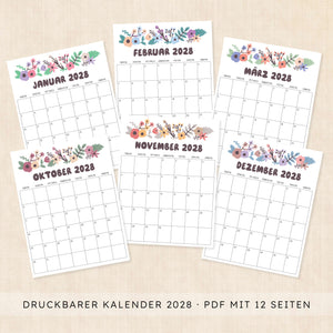 Kalender 2028 zum Ausdrucken