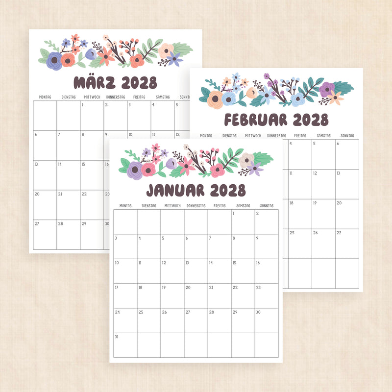 Kalender 2028 zum Ausdrucken