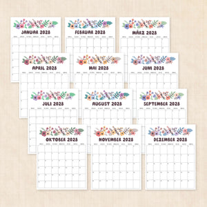 Kalender 2028 zum Ausdrucken