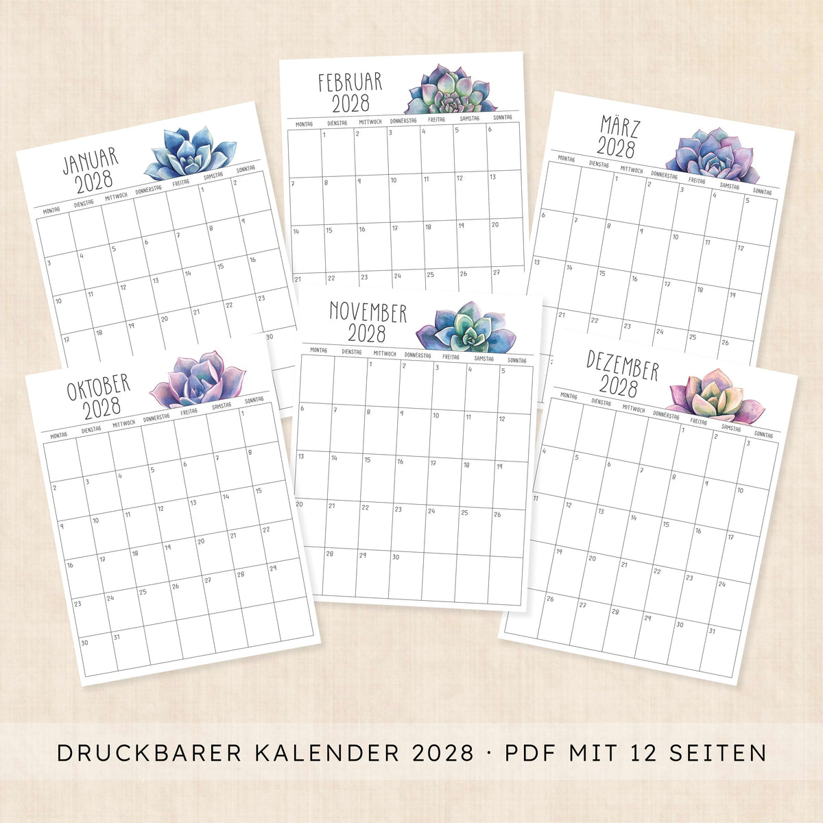 Kalender 2028 zum Ausdrucken