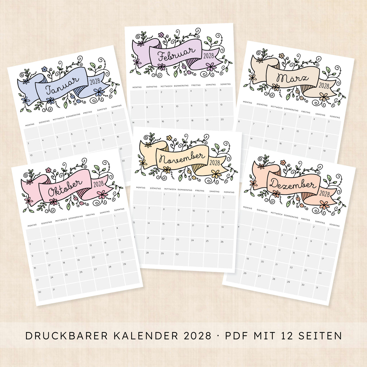 Kalender 2028 zum Ausdrucken