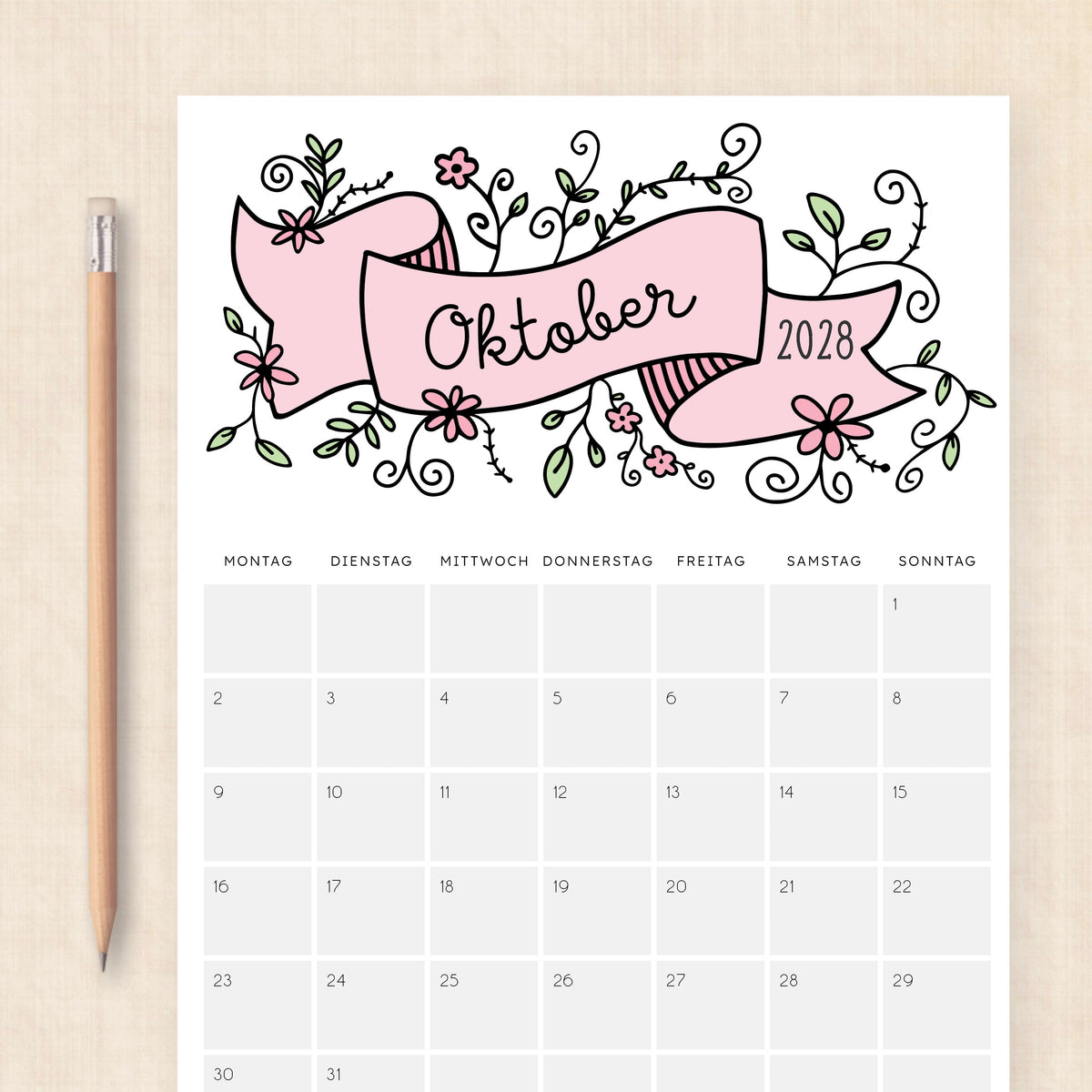 Kalender 2028 zum Ausdrucken