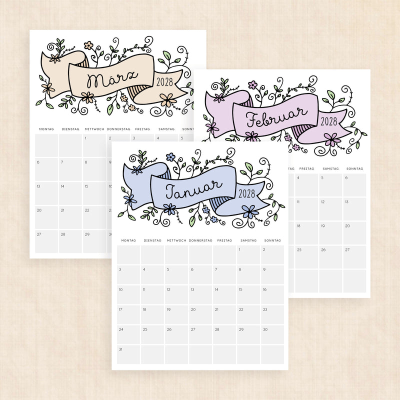 Kalender 2028 zum Ausdrucken