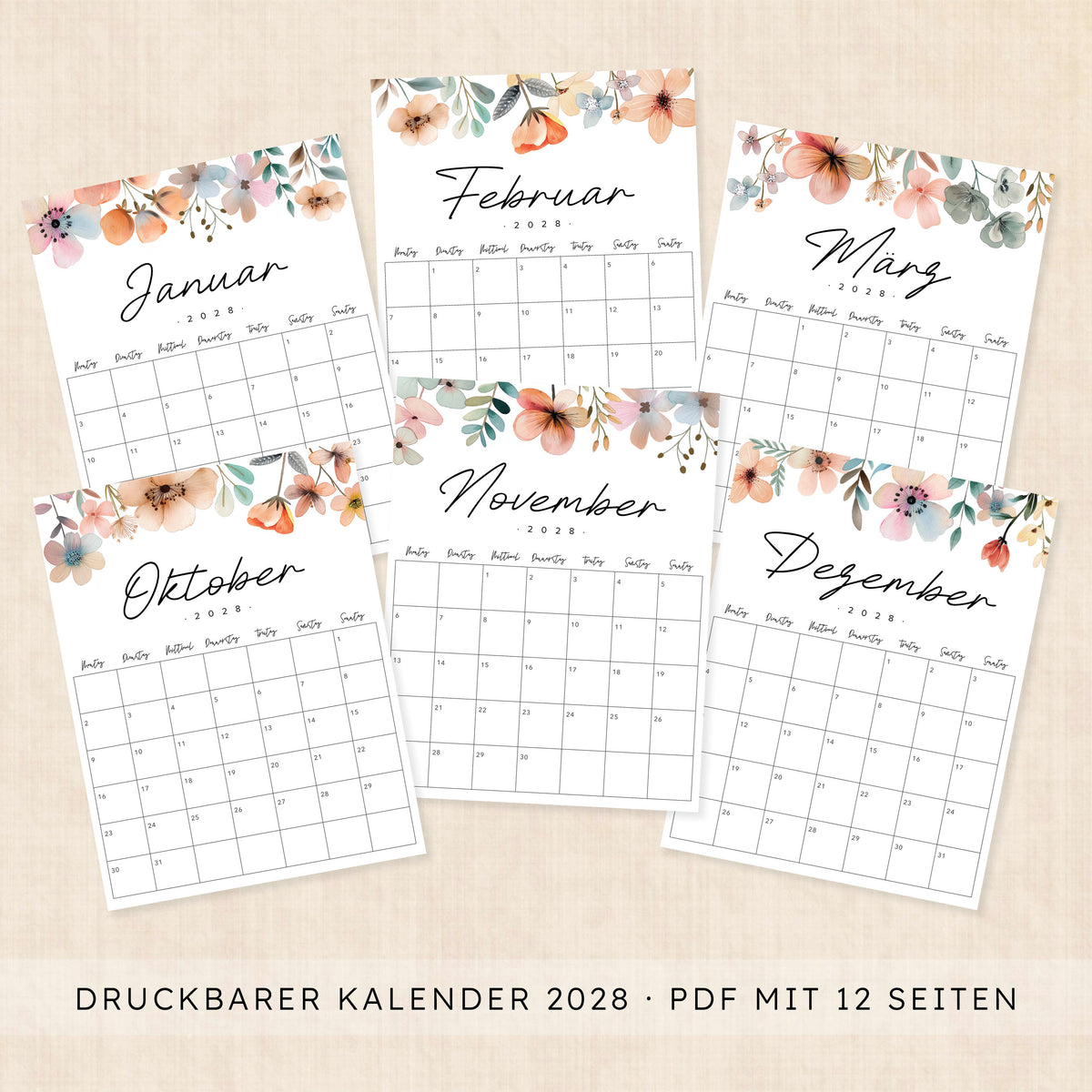 Kalender 2028 zum Ausdrucken