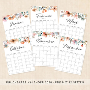 Kalender 2028 zum Ausdrucken