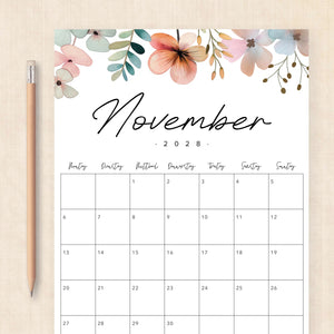 Kalender 2028 zum Ausdrucken