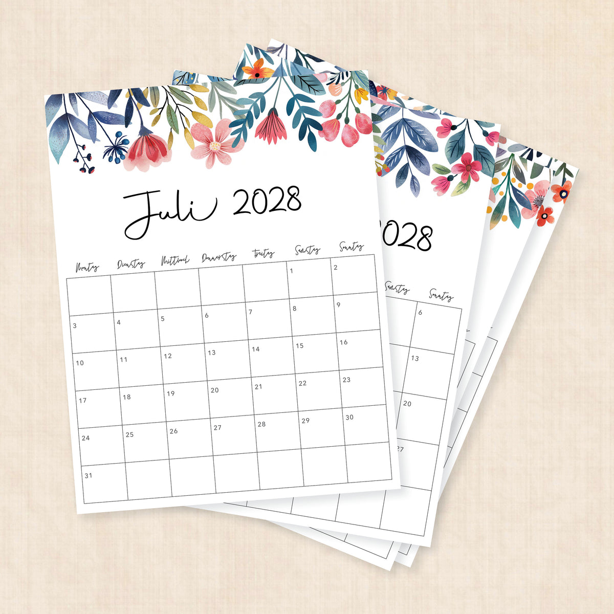 Kalender 2028 zum Ausdrucken