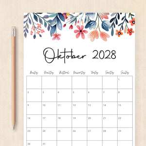 Kalender 2028 zum Ausdrucken