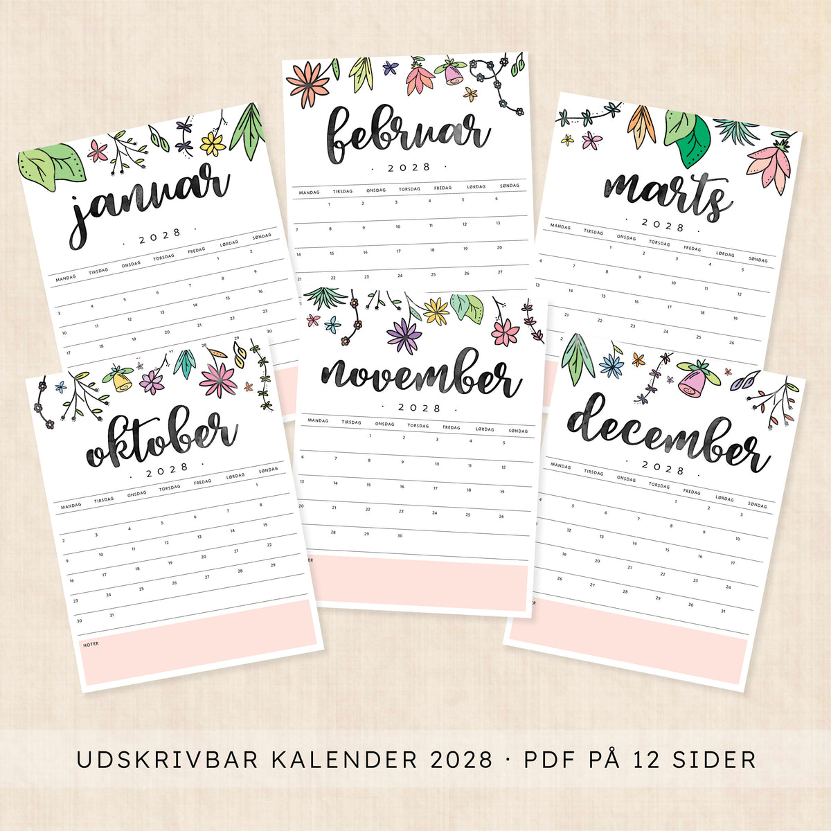 Kalender 2028 print selv