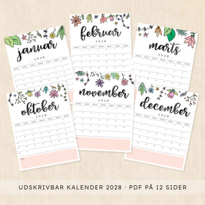 Kalender 2028 print selv