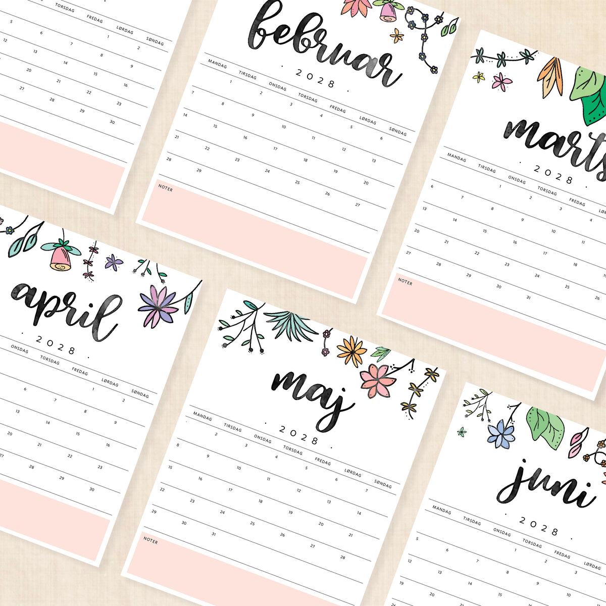 Kalender 2028 print selv