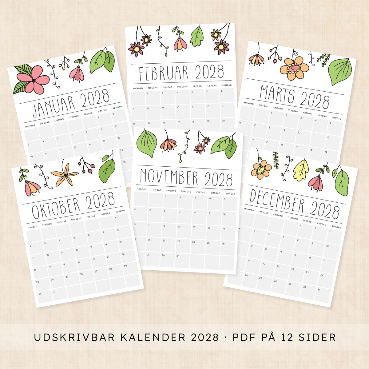 Kalender 2028 print selv