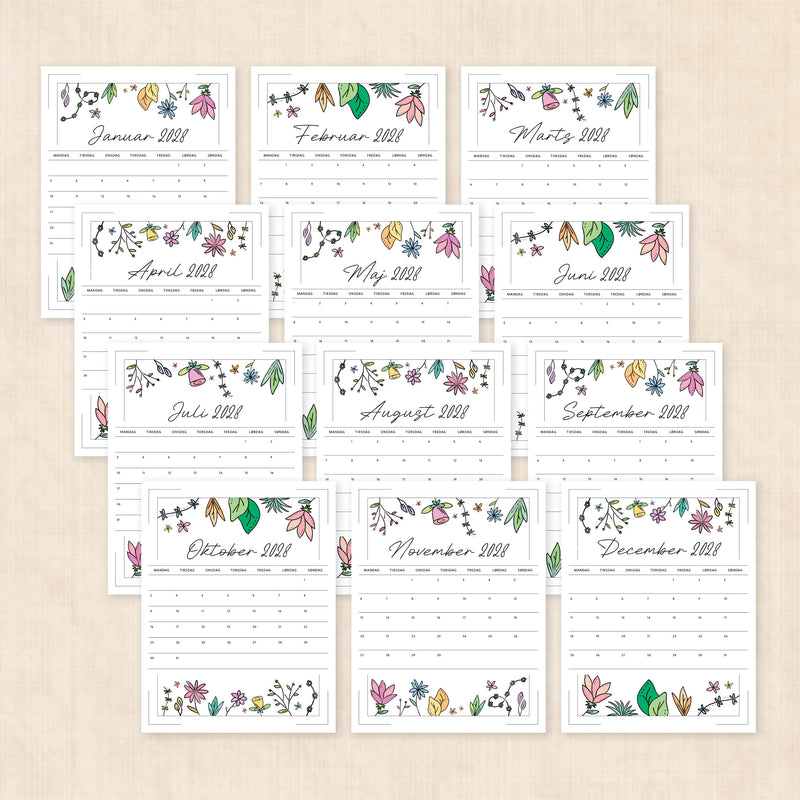 Kalender 2028 print selv