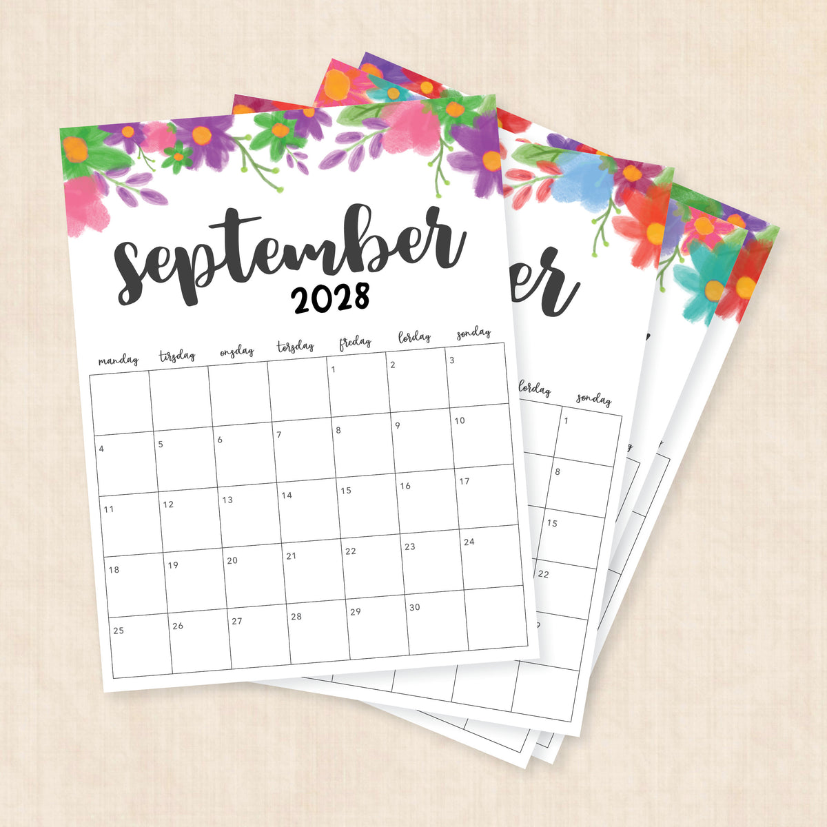 Kalender 2028 print selv: Garland Gaze