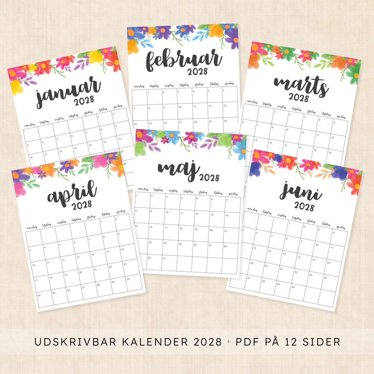 Kalender 2028 print selv: Garland Gaze