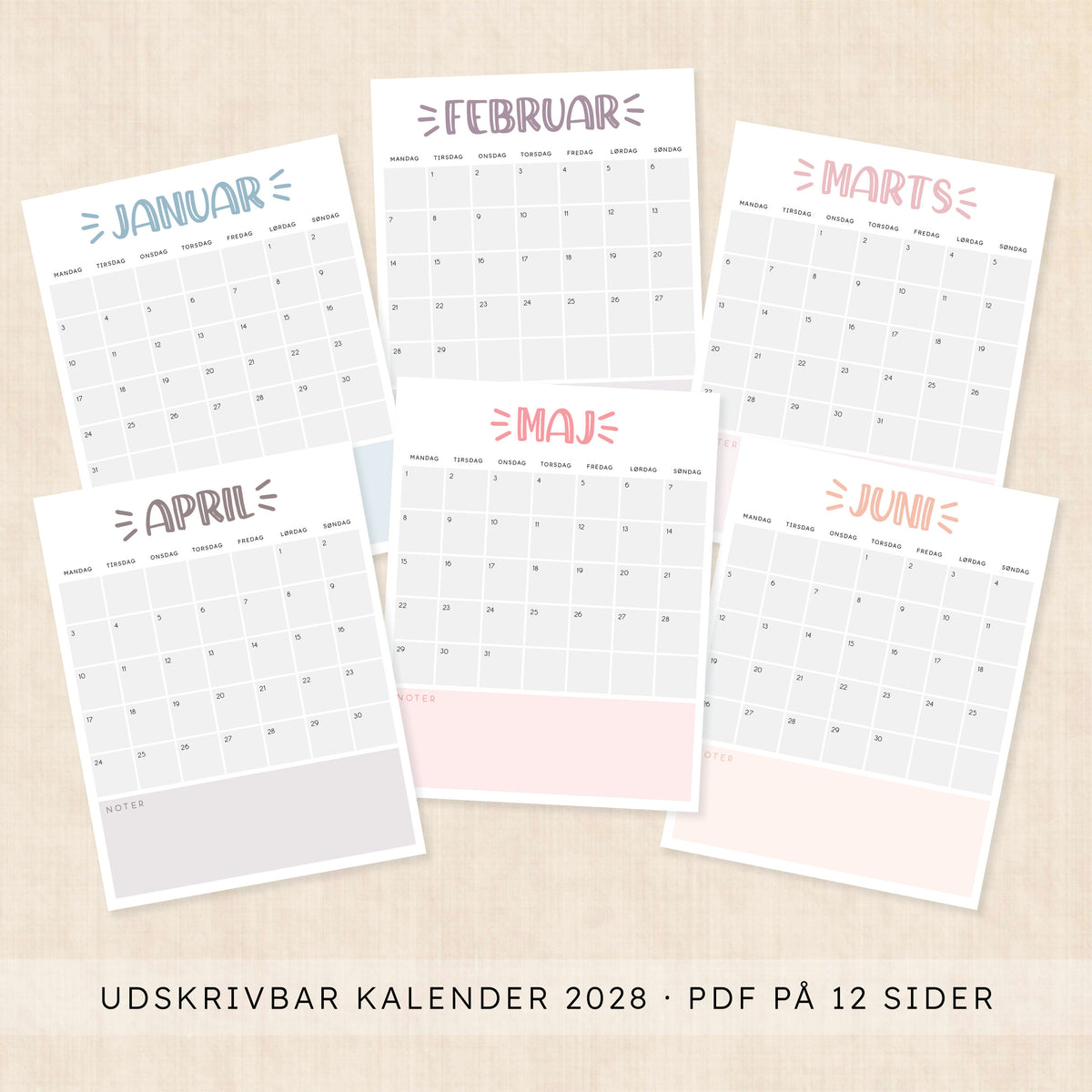Kalender 2028 print selv: Sassy Splash