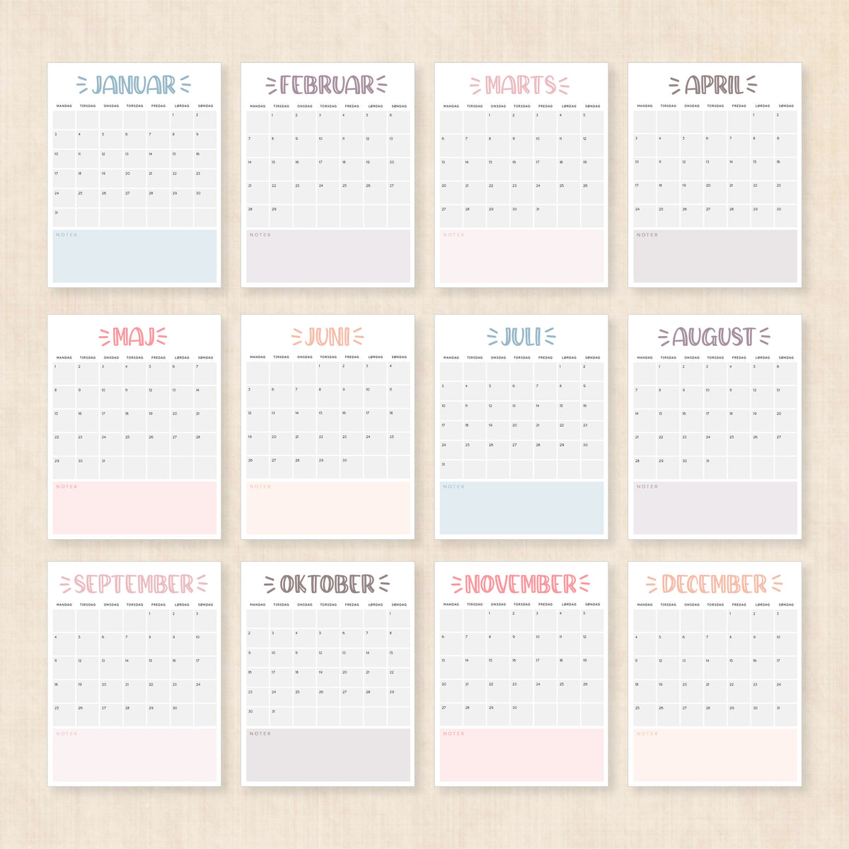 Kalender 2028 print selv: Sassy Splash