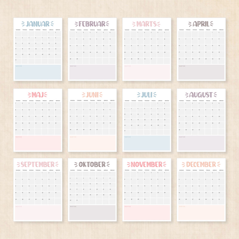 Kalender 2028 print selv
