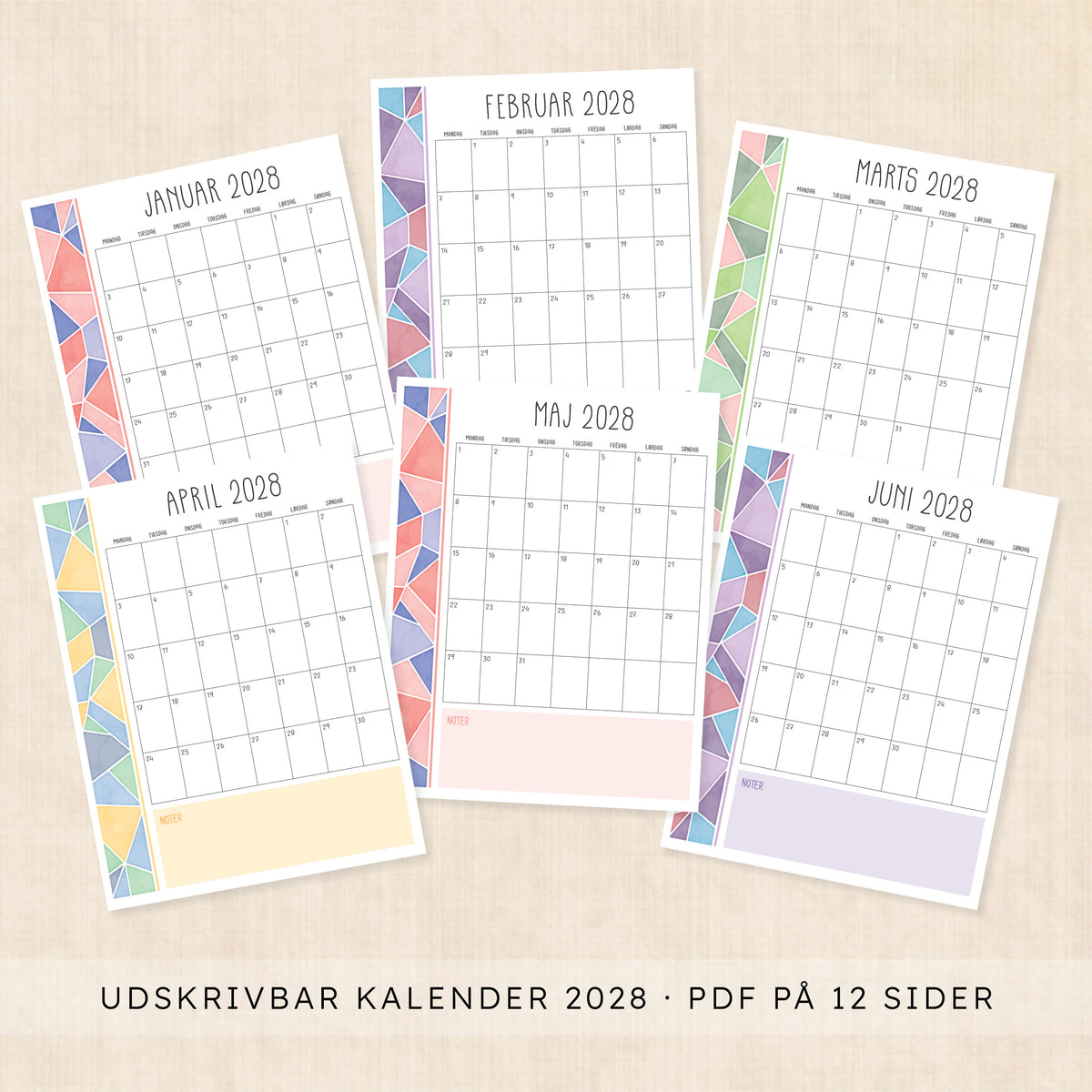 Kalender 2028 print selv: Midsummer Mosiac