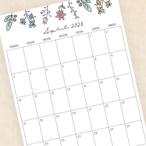 Kalender 2028 print selv: Wildflower Whimsy