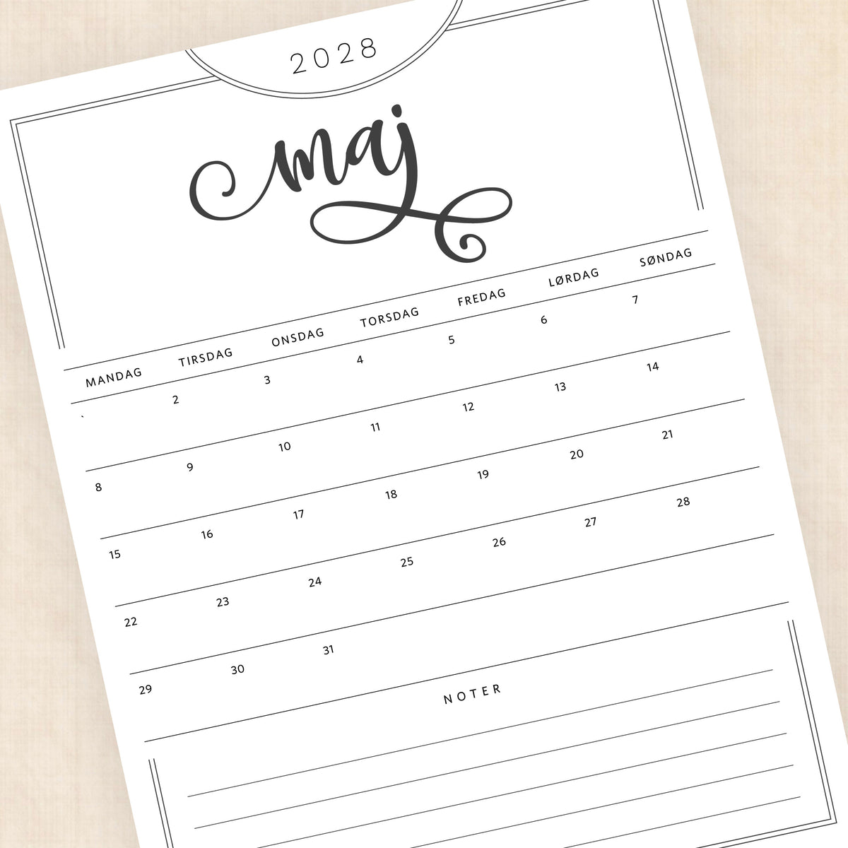 Kalender 2028 print selv: Flawless Flourish