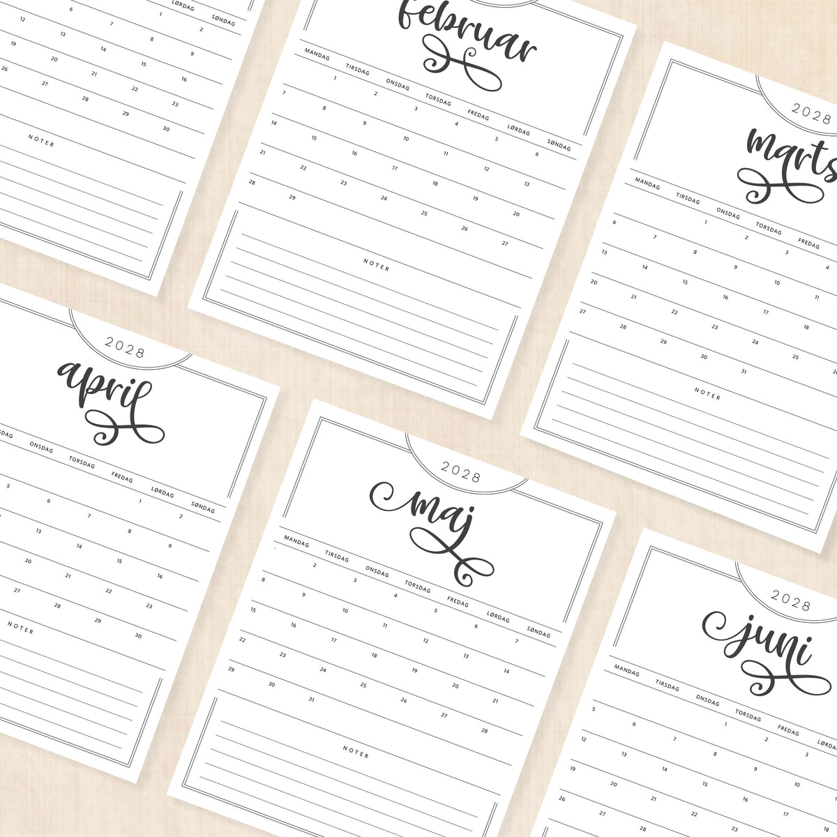 Kalender 2028 print selv: Flawless Flourish