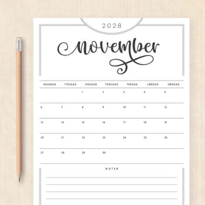 Kalender 2028 print selv: Flawless Flourish