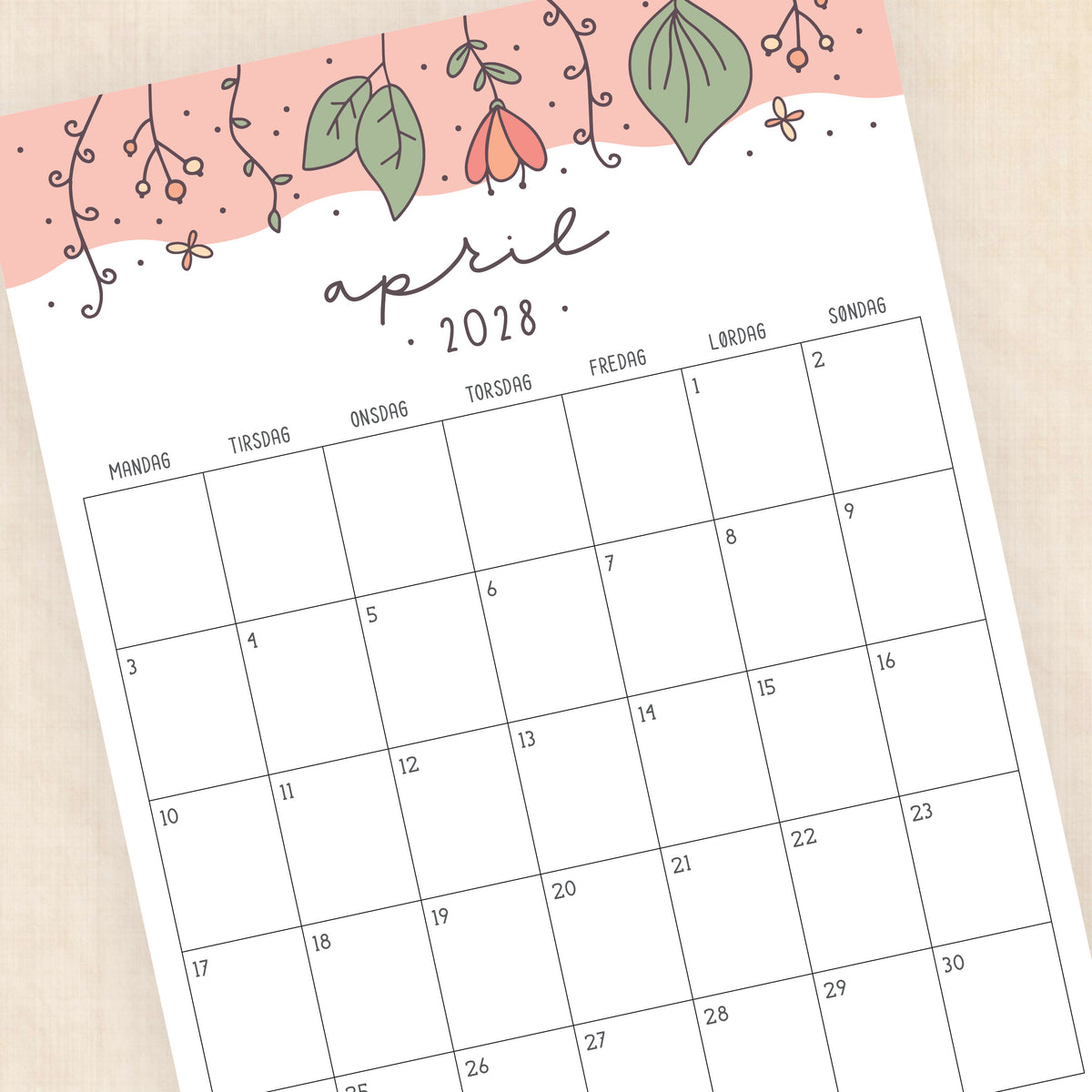Kalender 2028 print selv: Garden Gala