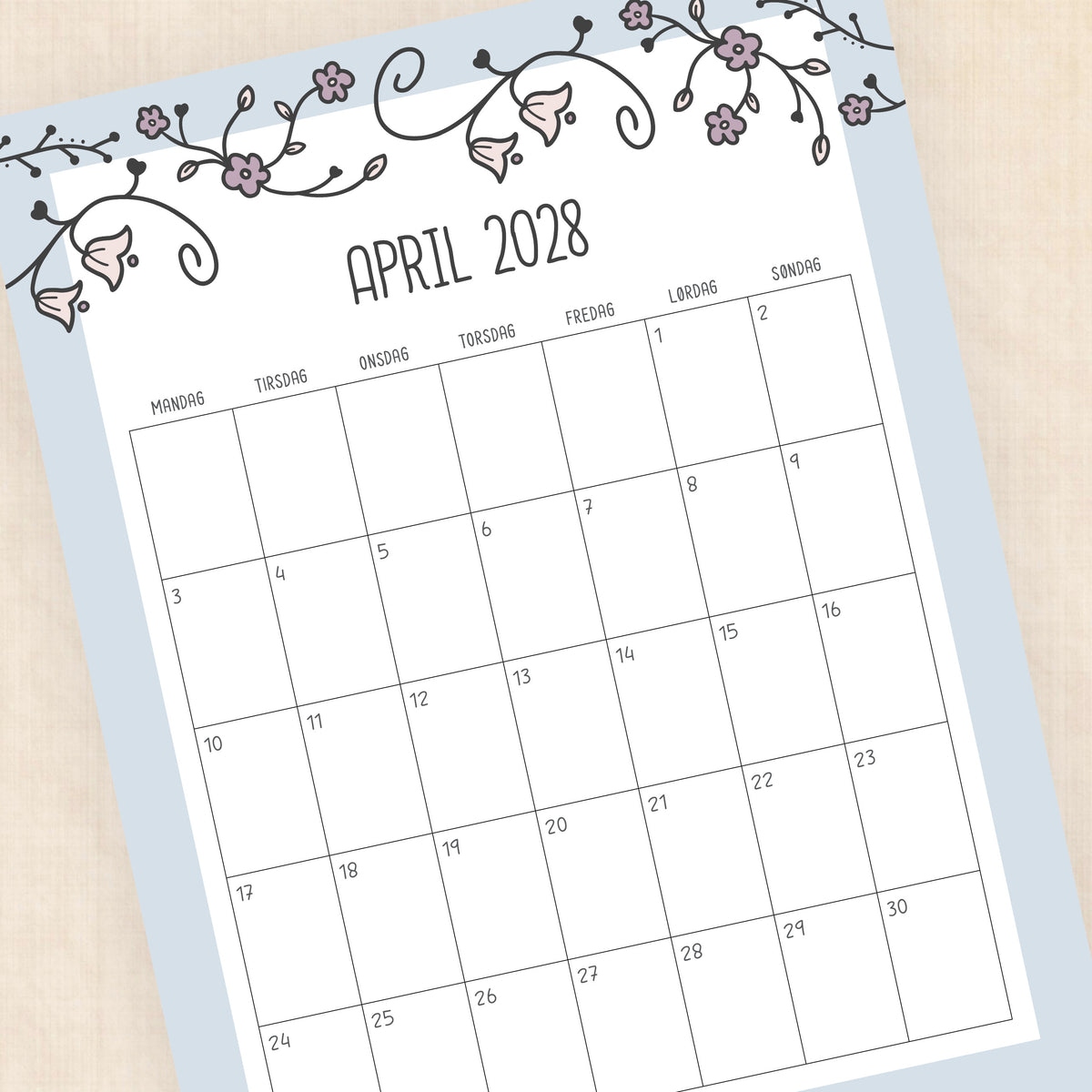 Kalender 2028 print selv: Vintage Vines