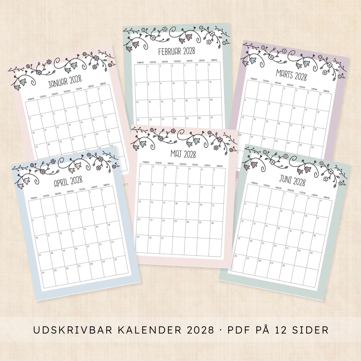 Kalender 2028 print selv: Vintage Vines