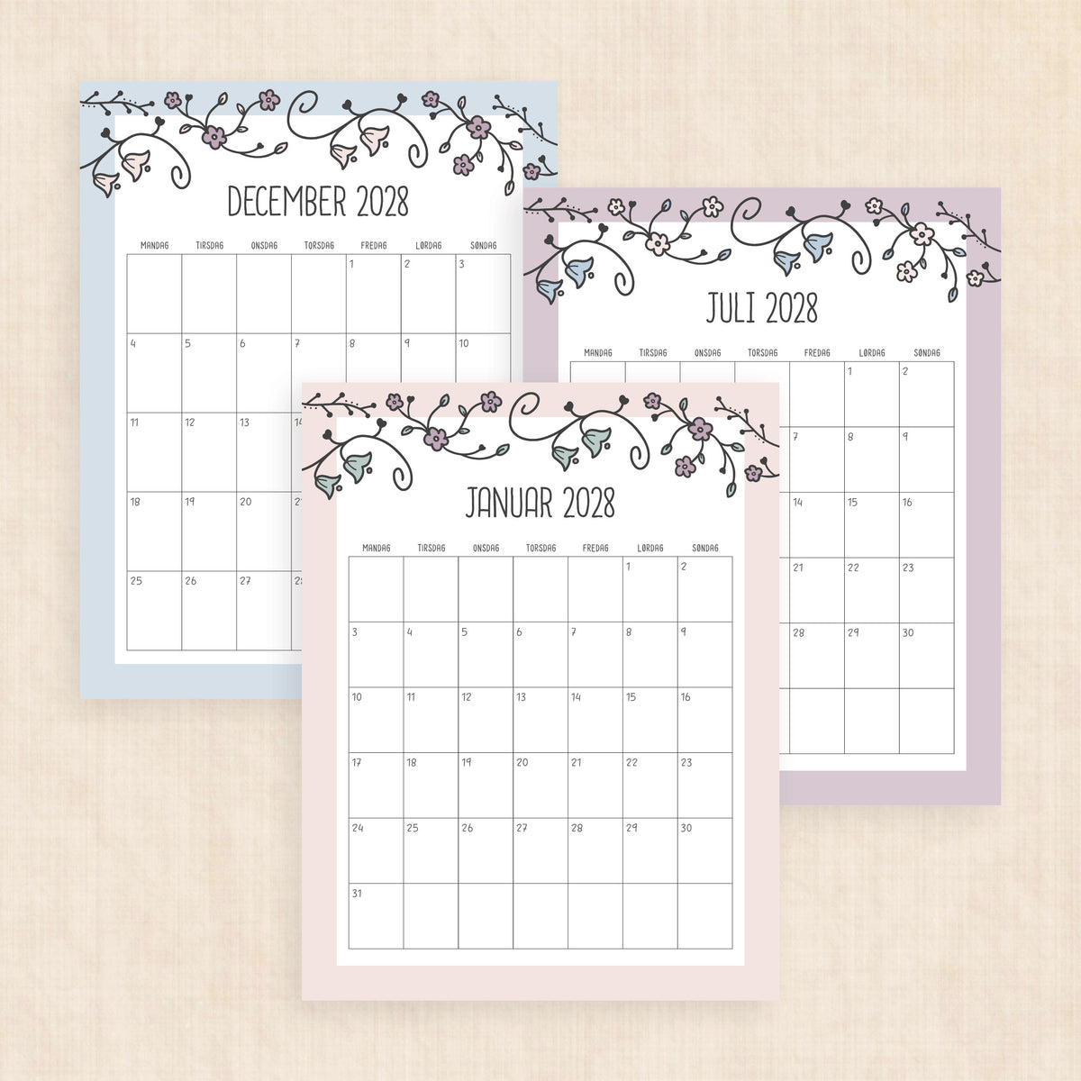 Kalender 2028 print selv: Vintage Vines
