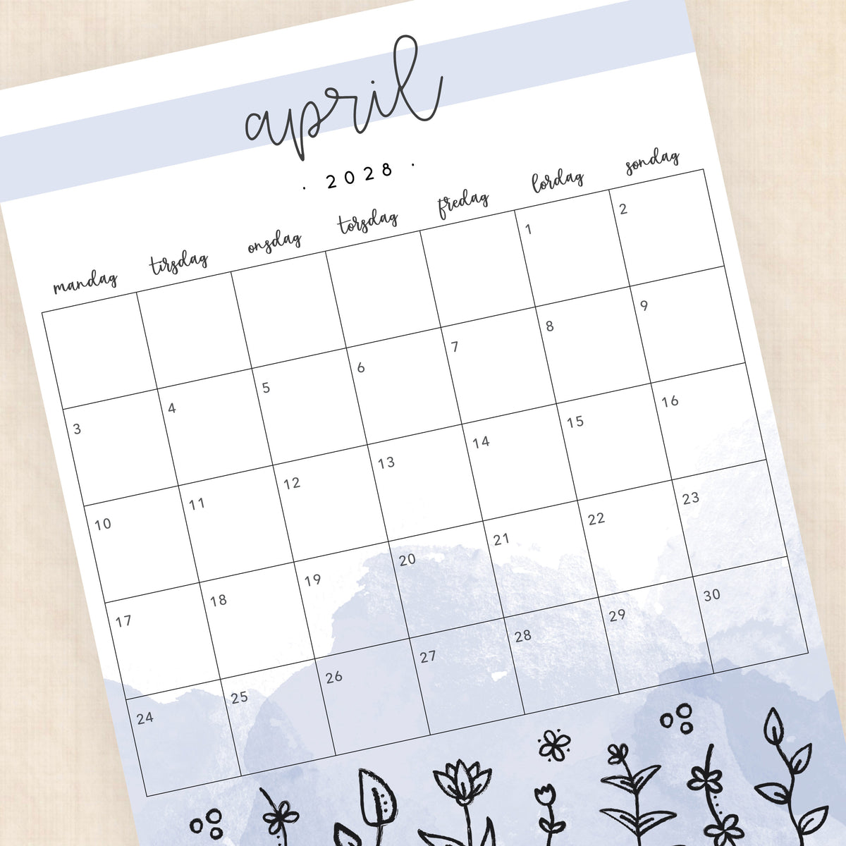 Kalender 2028 print selv: Springtime Splash