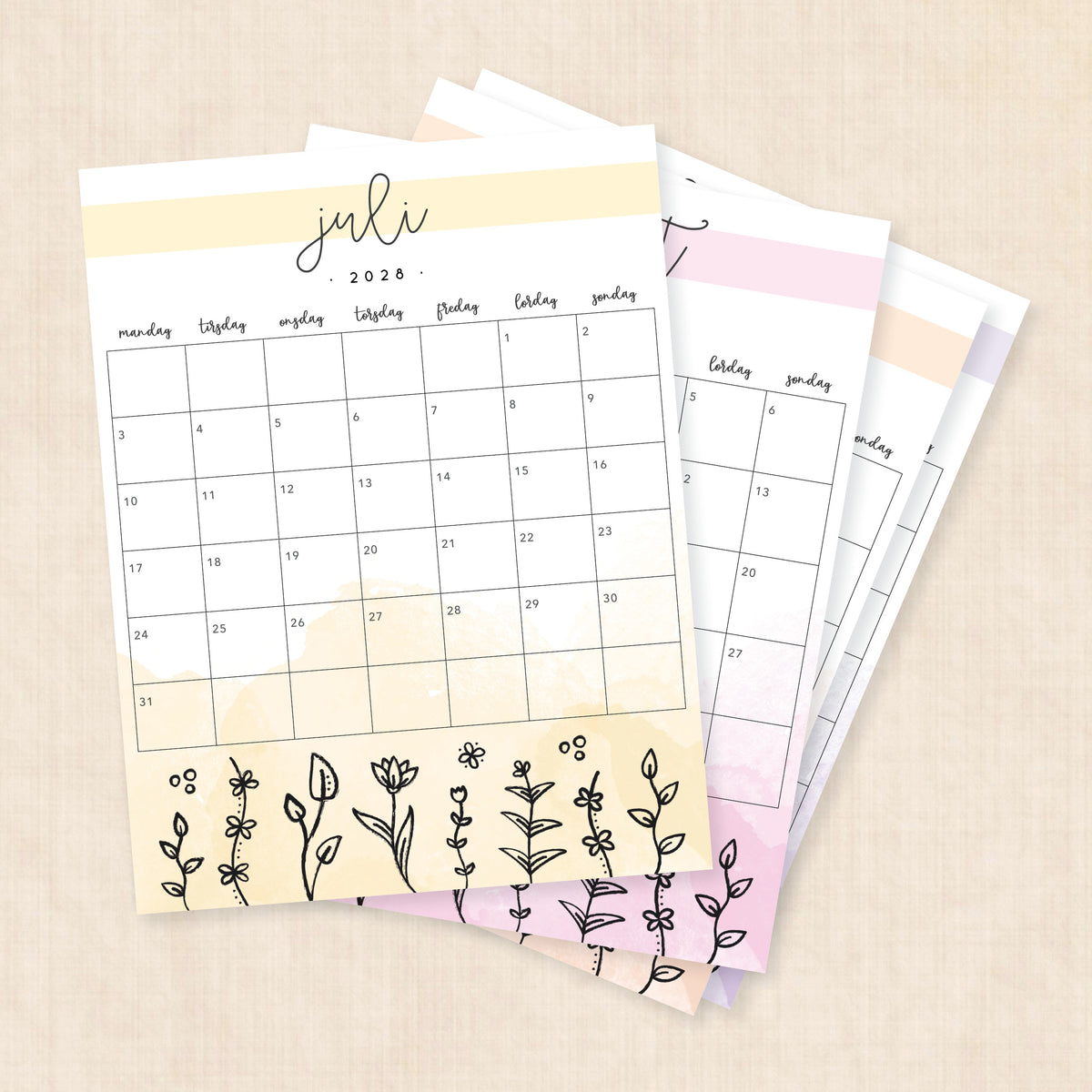 Kalender 2028 print selv: Springtime Splash