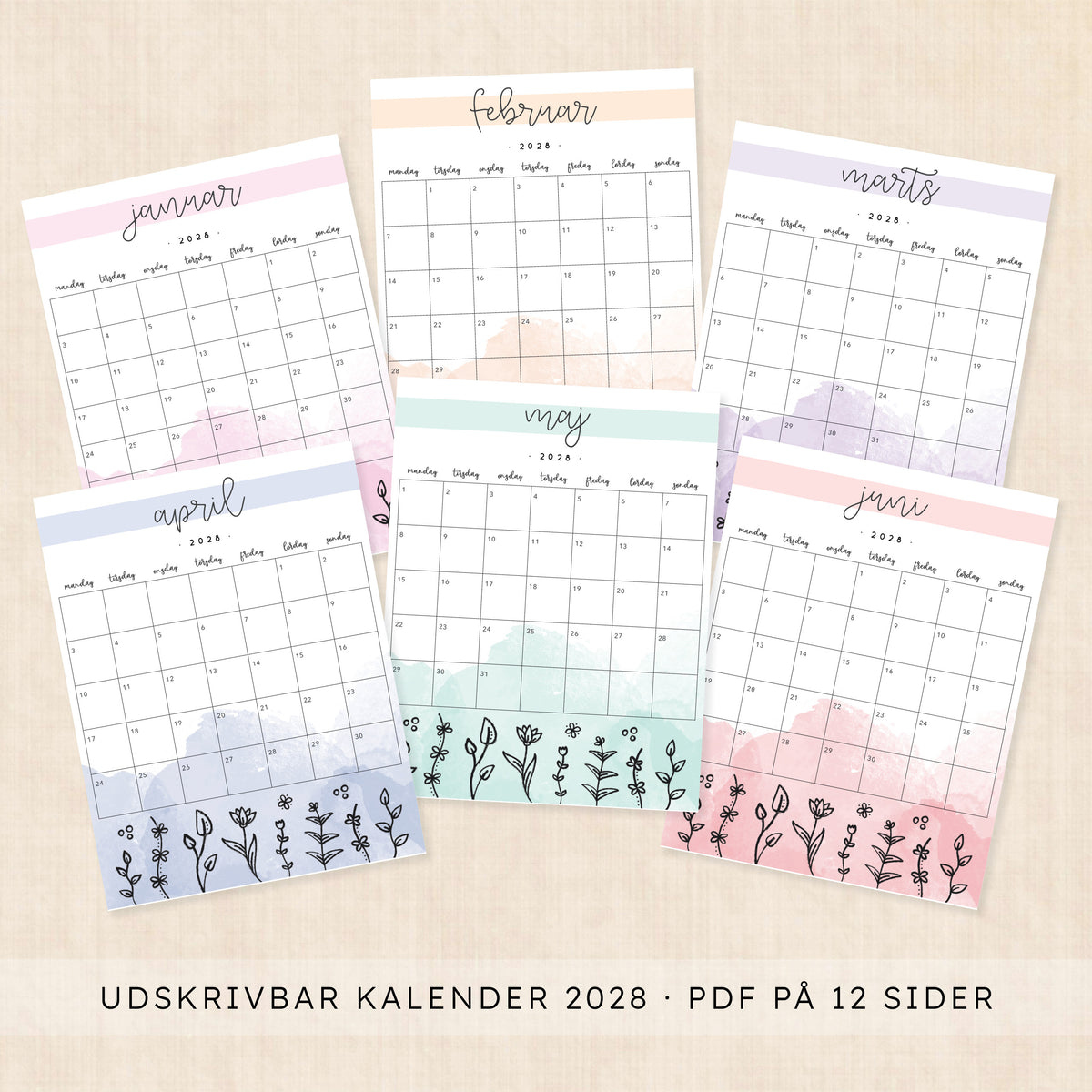 Kalender 2028 print selv: Springtime Splash