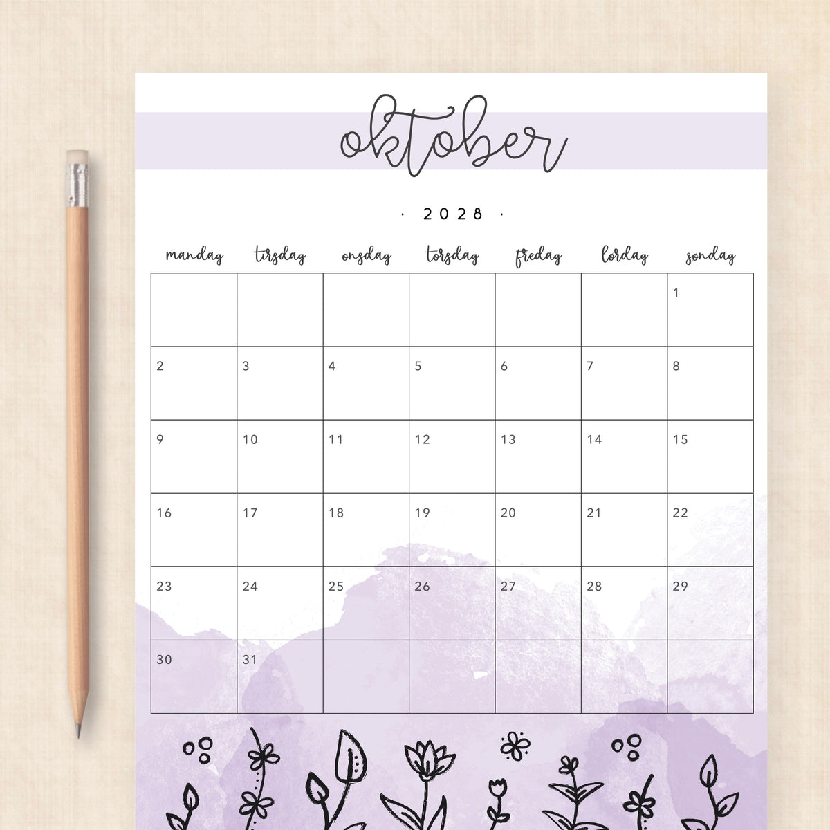 Kalender 2028 print selv: Springtime Splash