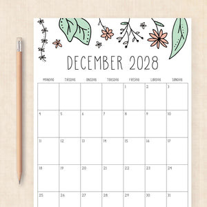 Kalender 2028 print selv: Rhododendron Rain