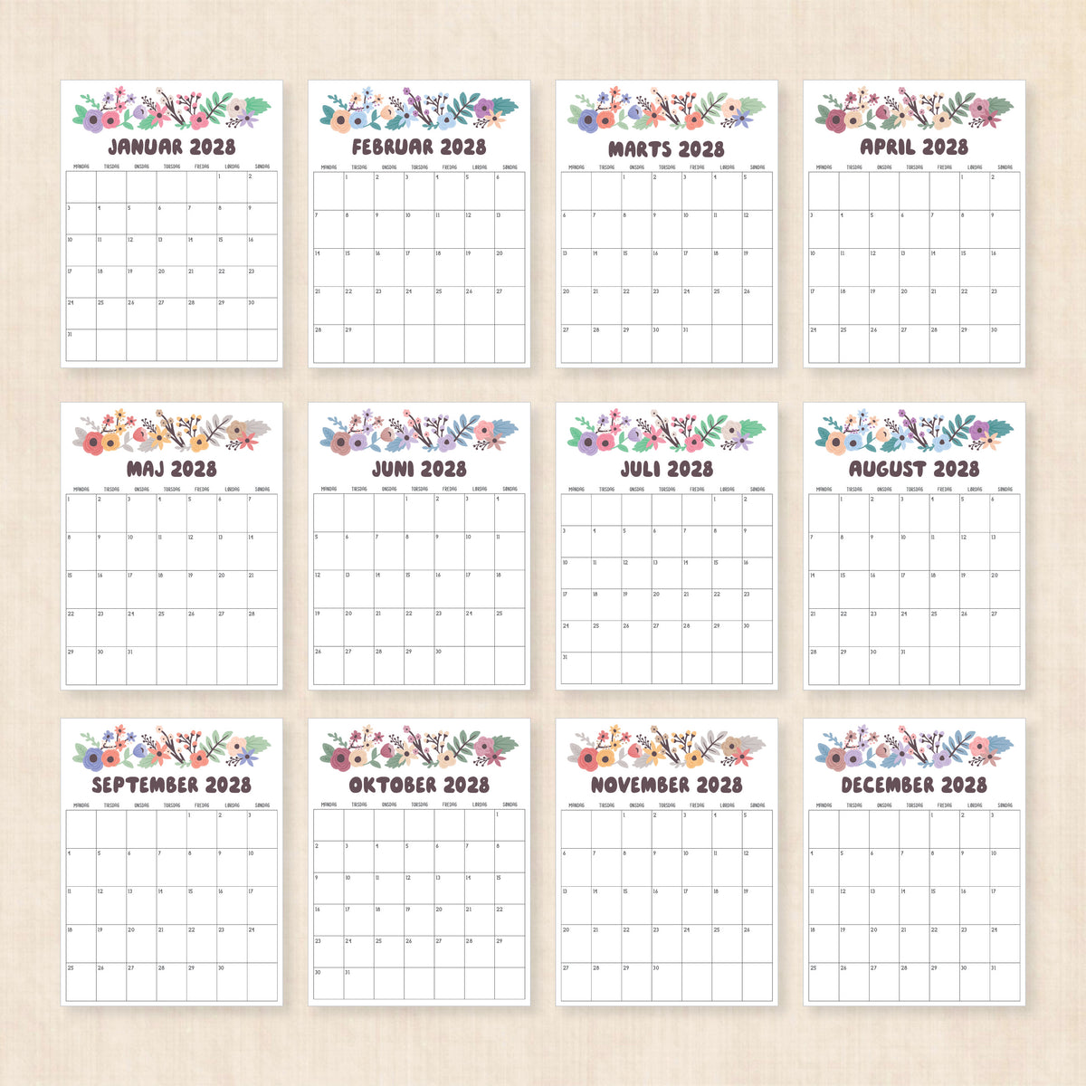 Kalender 2028 print selv: Driftwood Dreams
