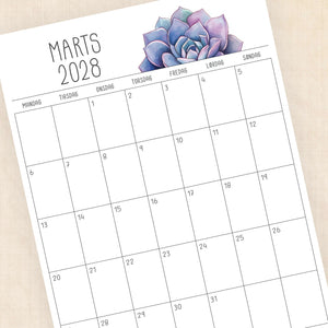 Kalender 2028 print selv: Sunkissed Succulents